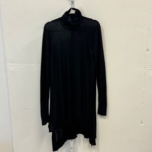 Urban Zen Donna Karan Black Cashmere Silk Turtleneck Tunic Sweater Italy SM